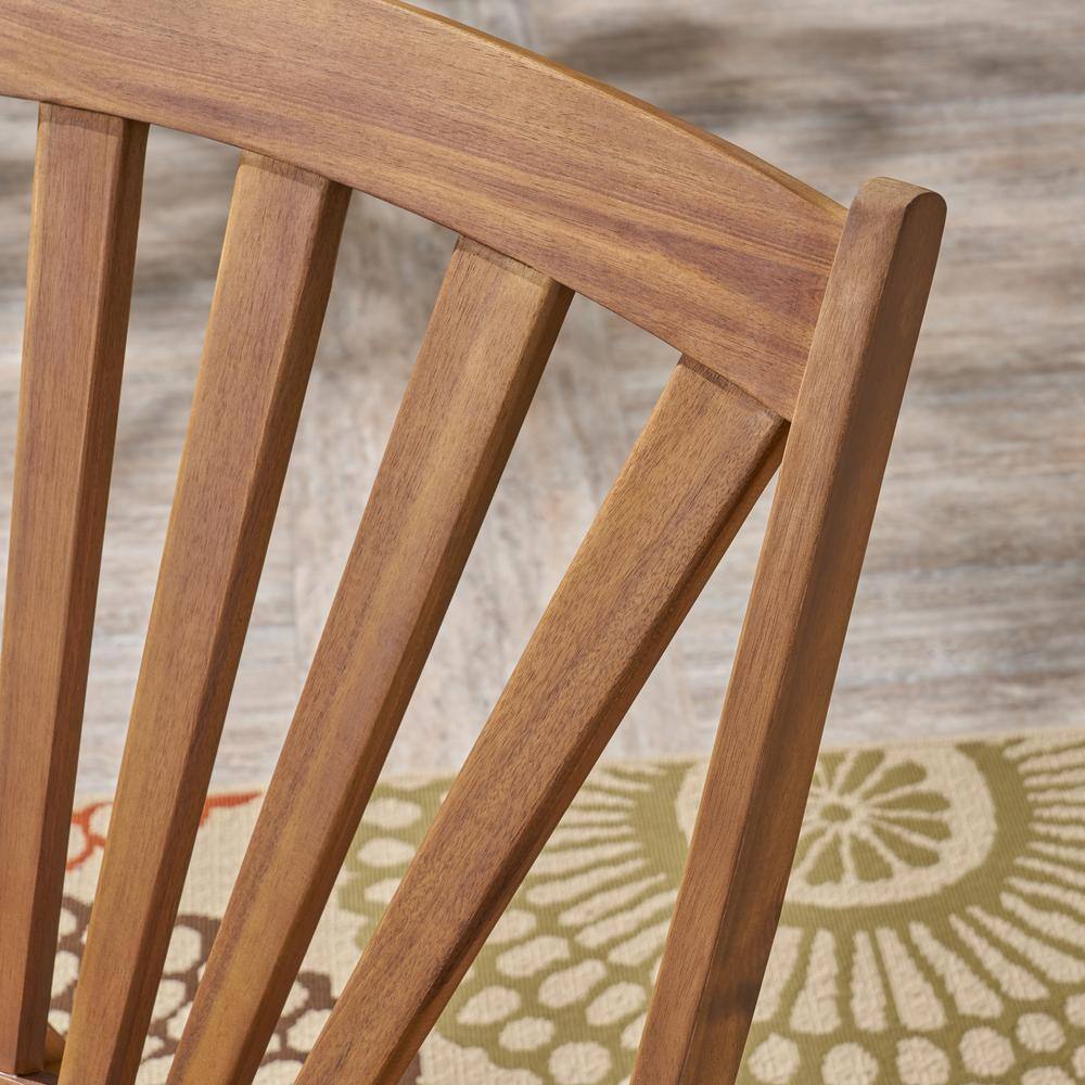 Teak Acacia Wood Outdoor Rocking Chair with Retractable Footrest