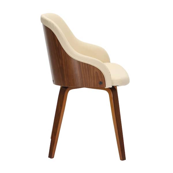 Bacci Cream Faux Leather and Walnut Wood Dining/Accent Chair (Set of 2)