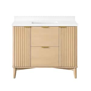 Gabi 42 in. W x 22.1 in. D x 34.5 in. H Single Sink Bath Vanity in Rustic Ash with White Engineered Marble Top