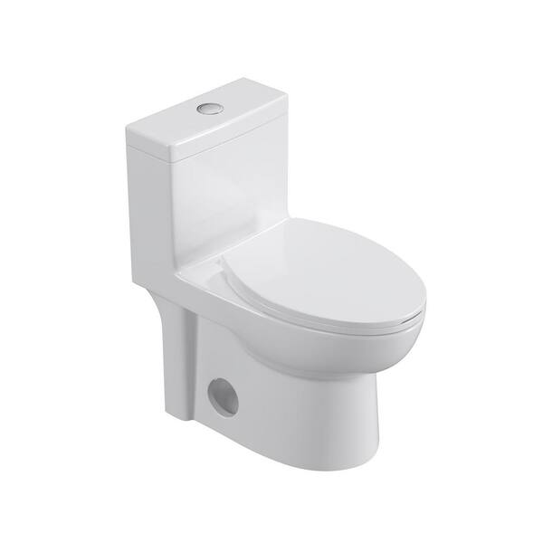 EPOWP One-Piece 1.6 GPF Dual Flush Elongated Toilet in White with Soft-Close Seat
