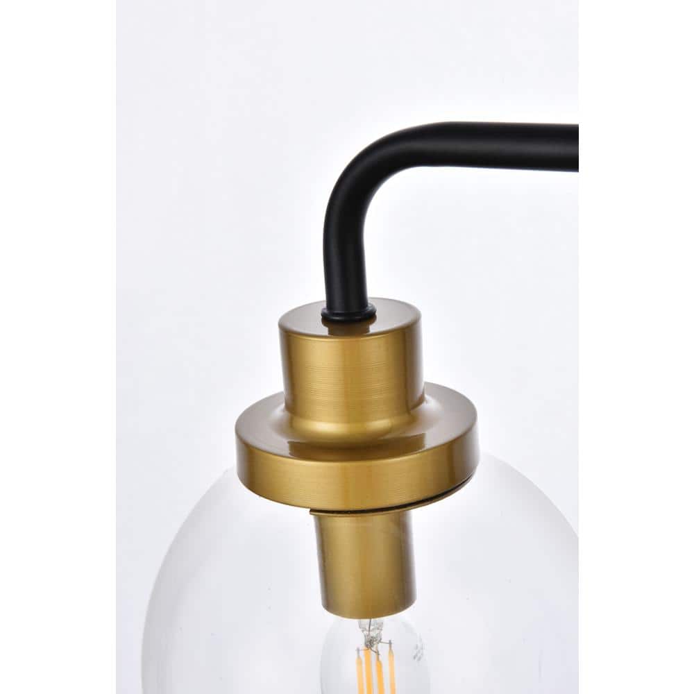 Elegant Hanson Brass 2-Light Bath Sconce with Clear Round Shade
