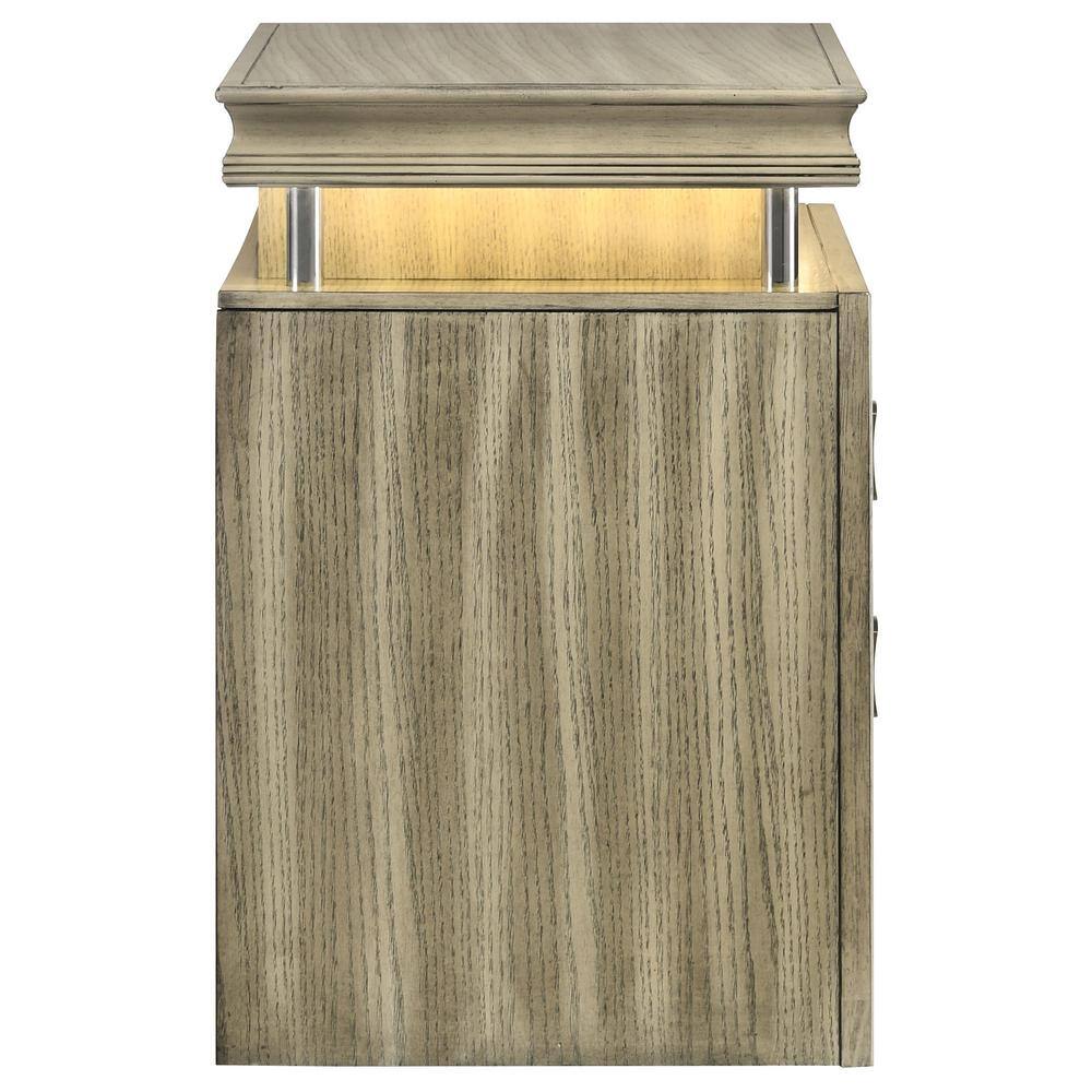 Giselle Beige 3-Drawer Nightstand with LED Light