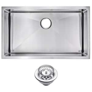Undermount Stainless Steel 32 in. Single Bowl Kitchen Sink with Strainer in Satin