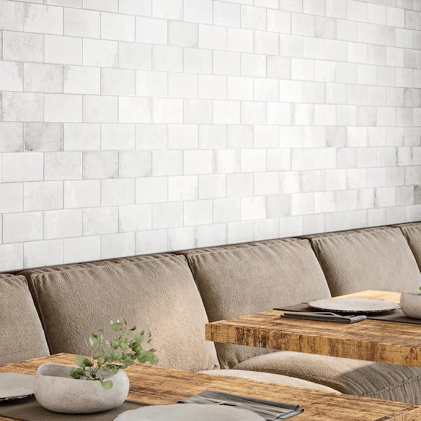Tripoli White 3.93 in. x 7.87 in. Matte Terracotta Look Ceramic Wall Tile (10.76 sq. ft./Case)