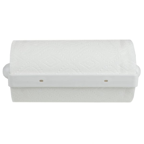Home Basics Wall Mounted Plastic Paper Towel Holder, White, KITCHEN  ORGANIZATION