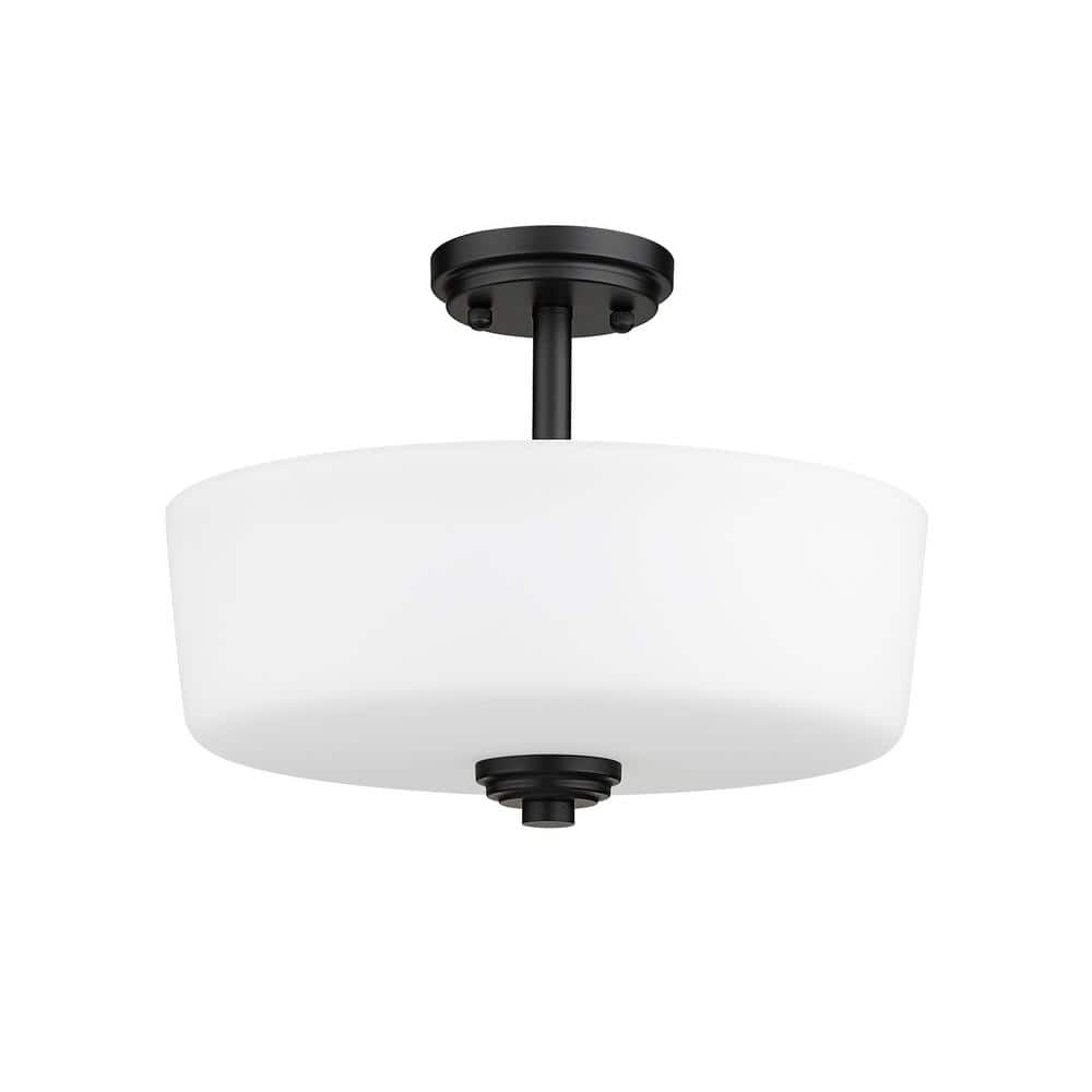Matte Black and Bronze LED Semi-Flush Mount Ceiling Light