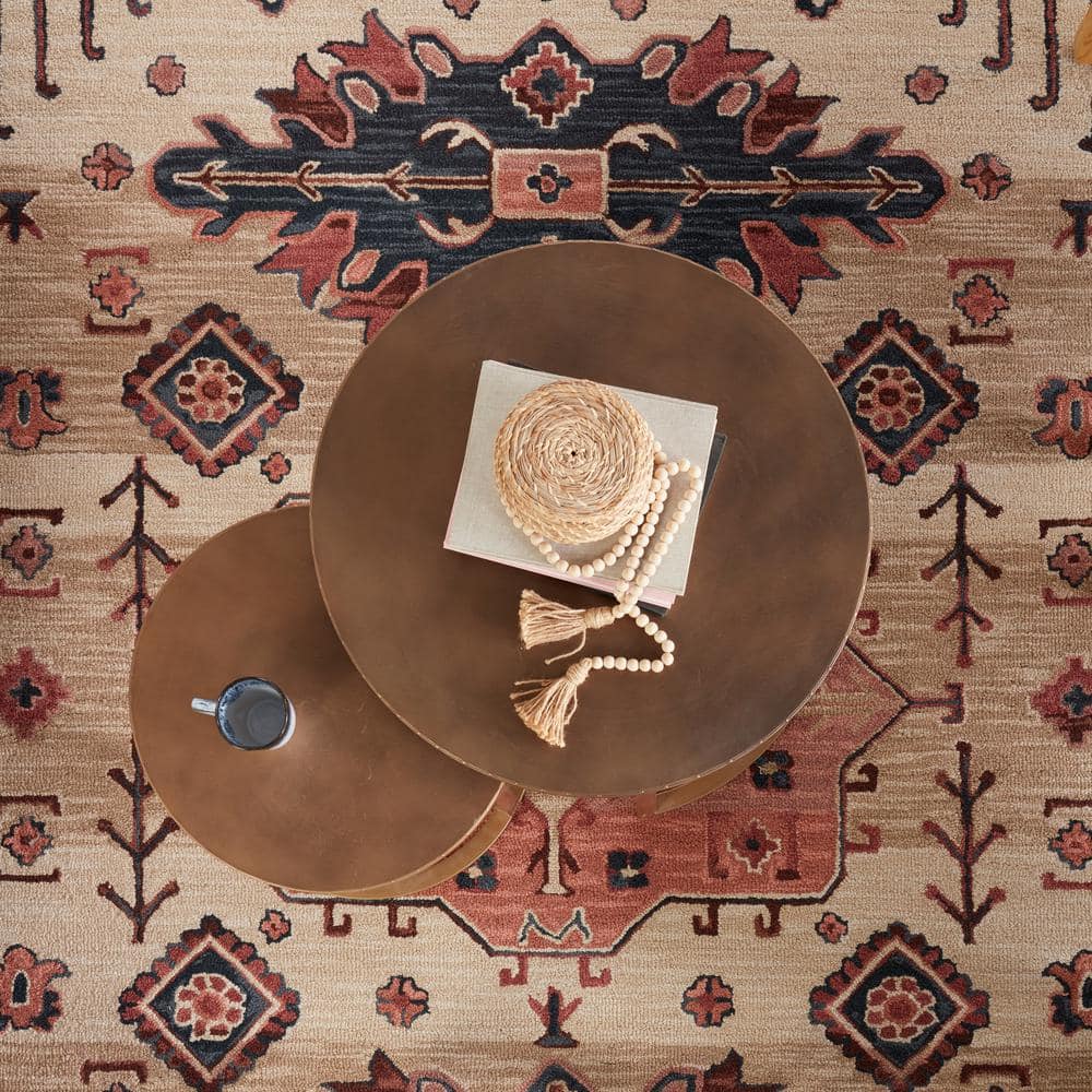 Hand-Tufted Blue and Beige Wool Medallion 8' x 10' Rug