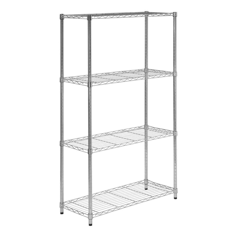 Heavy-Duty Chrome 4-Tier Adjustable Steel Shelving Unit