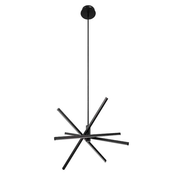 Emeritpro Modern Black Sputnik Chandelier with Integrated LED, Dimmable Wall Control and 3-Color Temperature Switch