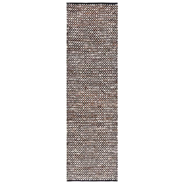 Natura 2 ft. x 12 ft. Black/Ivory Crosstitch Marle Runner Rug