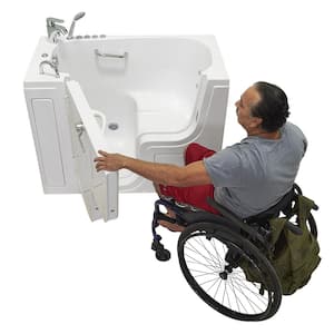 Wheelchair Transfer 26 52 in. Walk-In Whirlpool Bathtub in White with Independent Foot Massage, Fast Fill Faucet, LHD