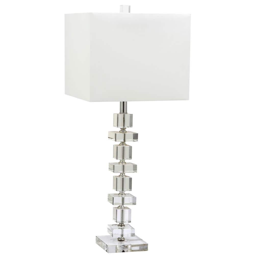 Deco 28.5-Inch Clear Crystal Table Lamp with Chrome Fittings