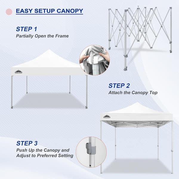 EAGLE PEAK 10 ft. x 10 ft. Commercial Ez Pop Up Canopy Tent Instant  MarketPlace Canopies, Bonus 4 Sand Bags, White MP100WO-WHT-AZ - The Home  Depot