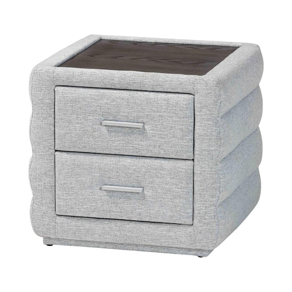 Baxton Studio Cadmus Light Grey 2-Drawer Nightstand