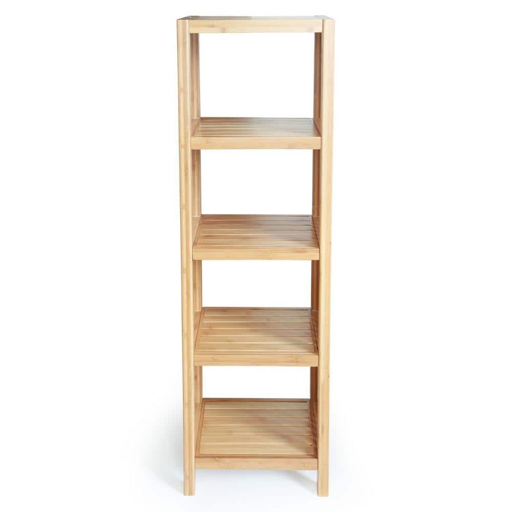 Natural Bamboo 5-Tier Freestanding Bathroom Shelf