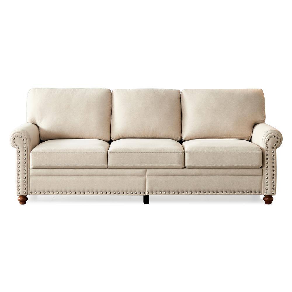 Harper & Bright Designs 82.68 in. Flared Arm Fabric Rectangle Sofa in ...