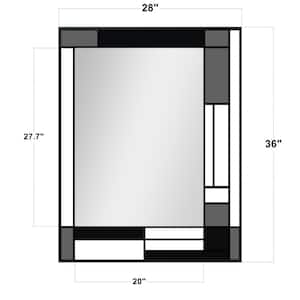 28 in. W. x 36 in. H Rectangular Framed Wall Bathroom Vanity Mirror in Grey