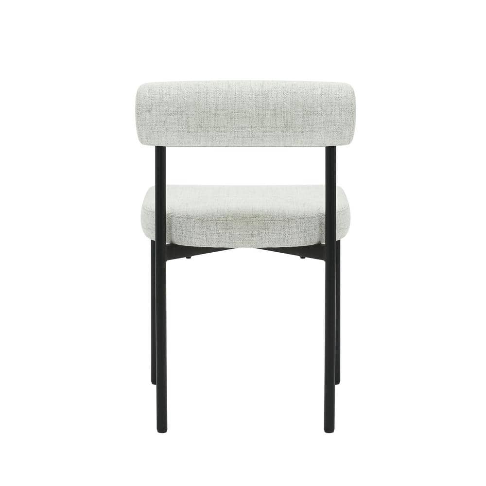 Set of 4 Gray Upholstered Metal Dining Chairs