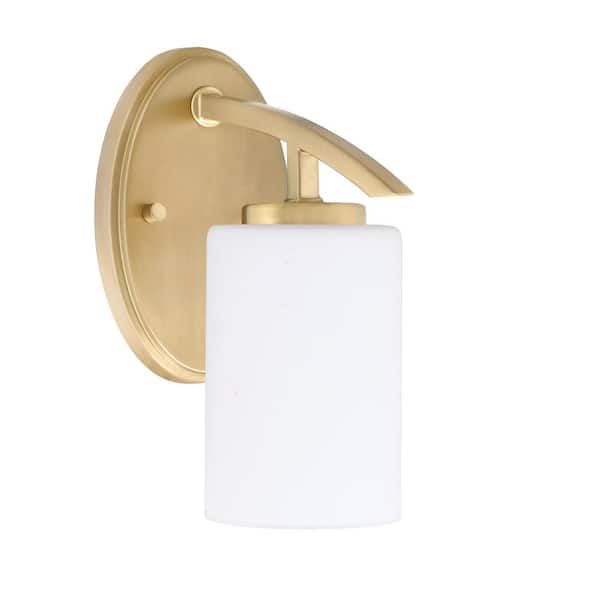 Unbranded Siena 4 in. New Age Brass Sconce with 4 in. White Muslin Glass Shade no bulb included