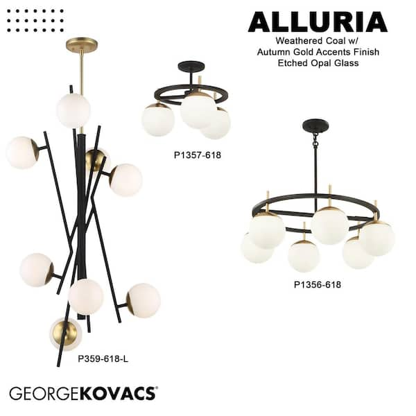 George Kovacs Alluria 2-Light Weathered Black with Autumn Gold