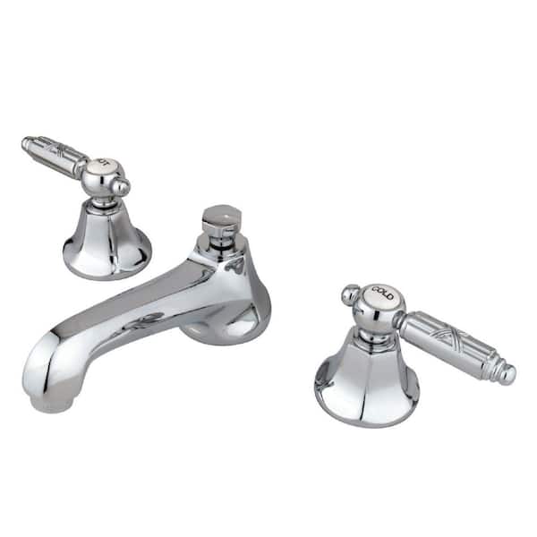 Kingston Brass Georgian 8 in. Widespread 2-Handle Bathroom Faucets with Brass Pop-Up in Polished Chrome