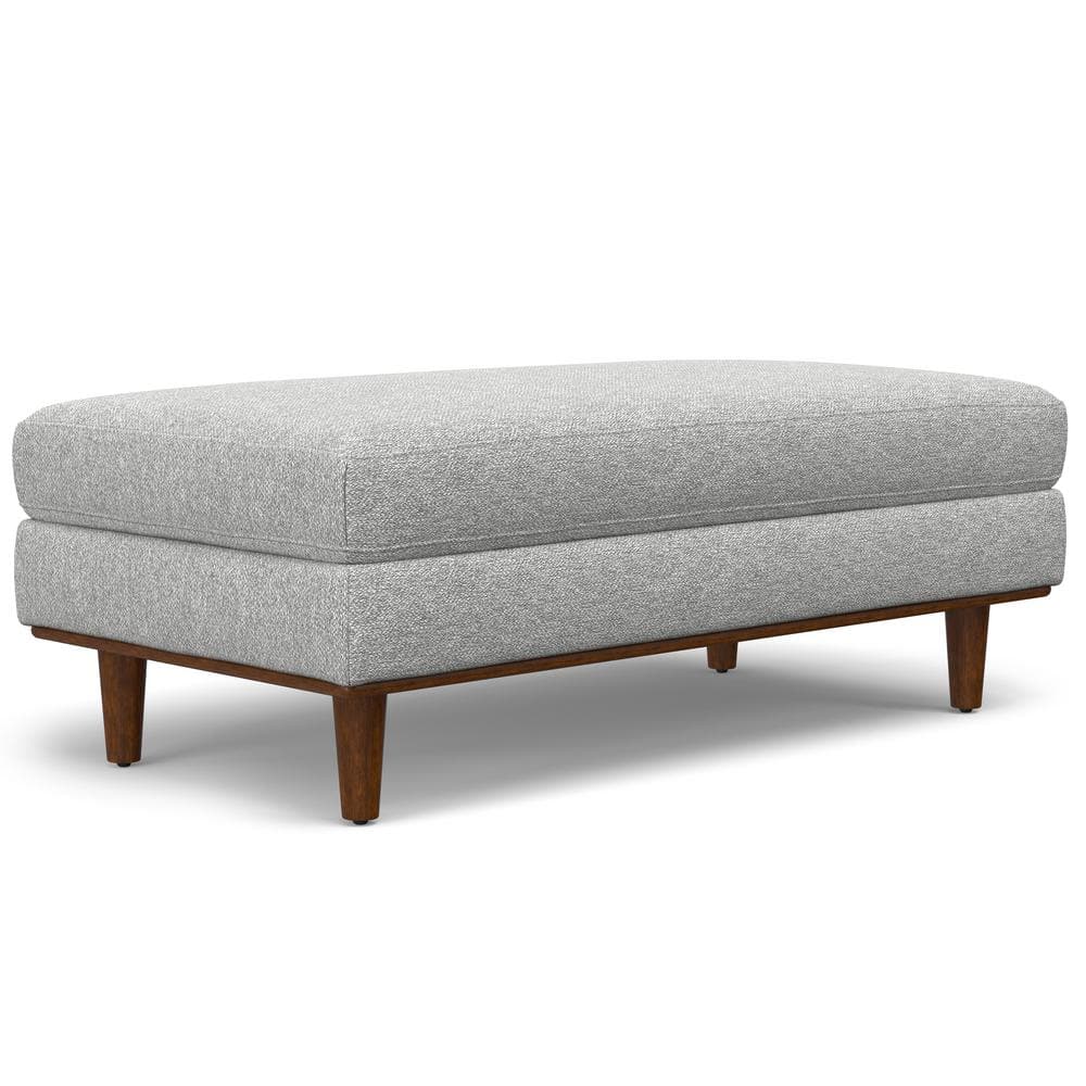 Morrison 49" Mist Grey Woven-Blend Fabric Ottoman