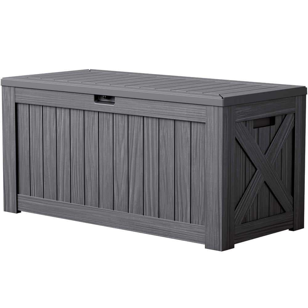 120 Gal. Heavy-Duty Outdoor Storage Plastic Resin Deck Box Large Patio Storage Container in Gray