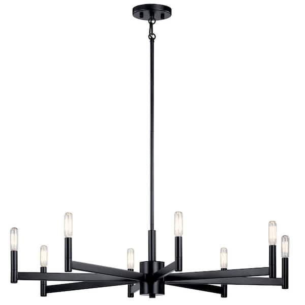 KICHLER Erzo 35.5 in. 8-Light Black Contemporary Candle Circle Chandelier for Dining Room