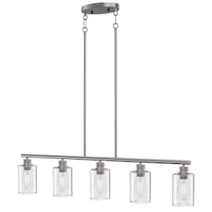 Brushed Nickel Modern 60-Watt 5-Light Mini Pendant Light with Clear Glass Shades