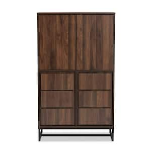 Latitude Run® Contemporary Shoe Cabinet with Open Shelves Freestanding Shoe  Rack Chestnut Brown/White