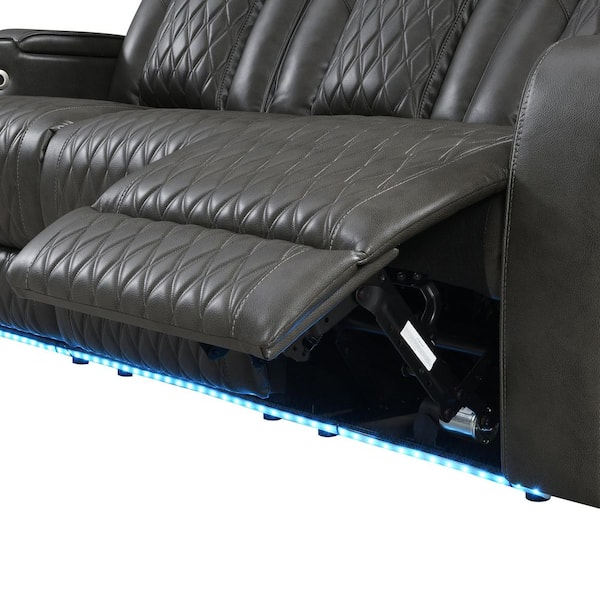 Acme Furniture Birch 84 in. Pillow Top Arm Faux Leather Rectangle