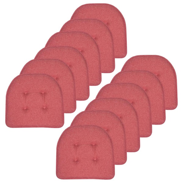 Sweet Home Collection Solid U-Shape Memory Foam 17 in. x 16 in. Non-Slip Indoor/Outdoor Chair Seat Cushion (12-Pack), Peach