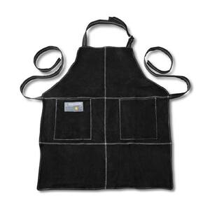 1-Size Leather Grill Apron in Black