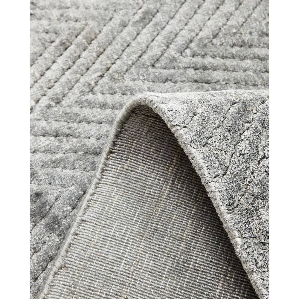 Charcoal Herringbone Hand-Knotted Viscose 8' x 10' Area Rug