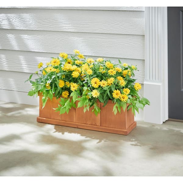 28 in. Brooklin Stained Brown Wood Planter Box (28 in. L x 9 in. W x 9 in. H)