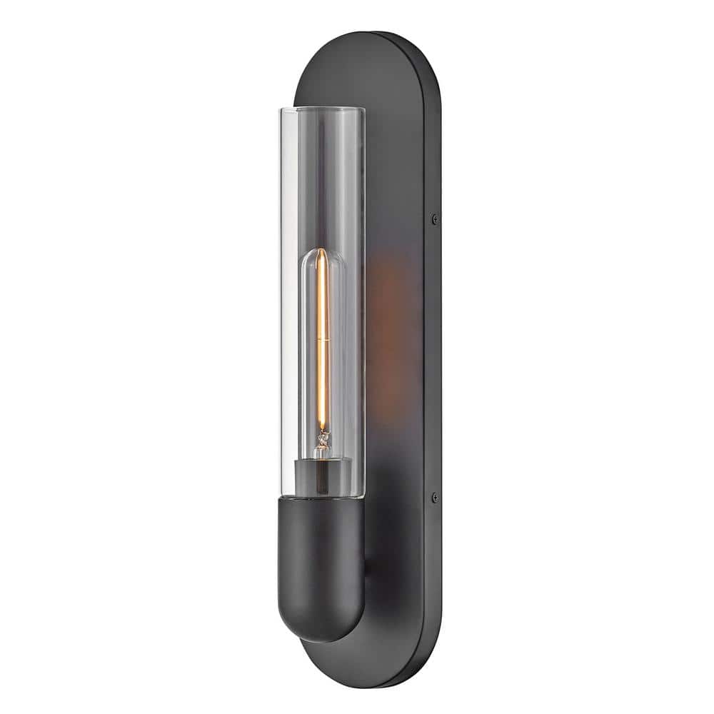 Black Dimmable Cylinder LED Wall Sconce with Clear Glass