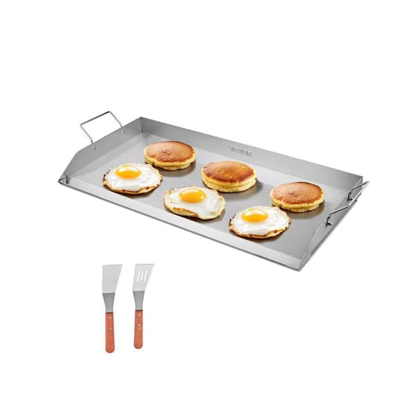 32 in. x 17 in. Stainless Steel Griddle Universal Flat Top Rectangular Plate BBQ Charcoal/Gas Grill for Camping