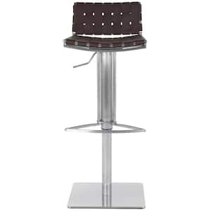 Mitchell 29.5 in. Brown Adjustable Height Stainless Steel Bar Stool