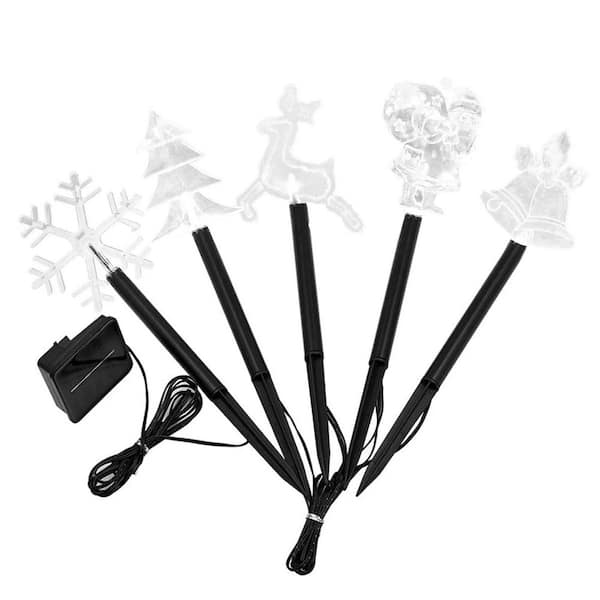 5-Pieces Mixed Christmas Decorative Lights Solar Ground Stake Lights Waterproof Garden Stakes