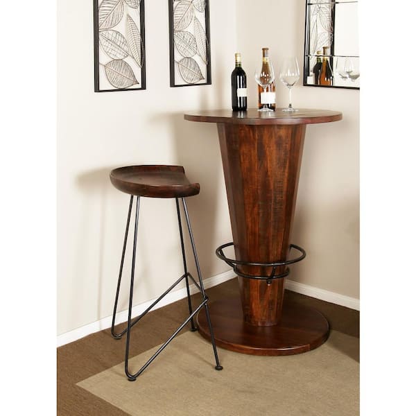Litton Lane 17 in. Brown Metal Rustic Bar Stool
