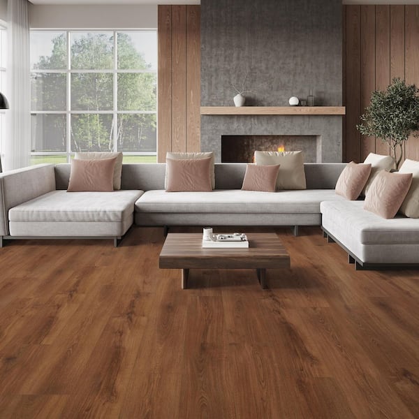 Basque Brown French Oak 22 MIL x 9.13 in. W x 48 in. L Click Lock Waterproof Vinyl Plank Flooring (21.3 sq. ft. /case)