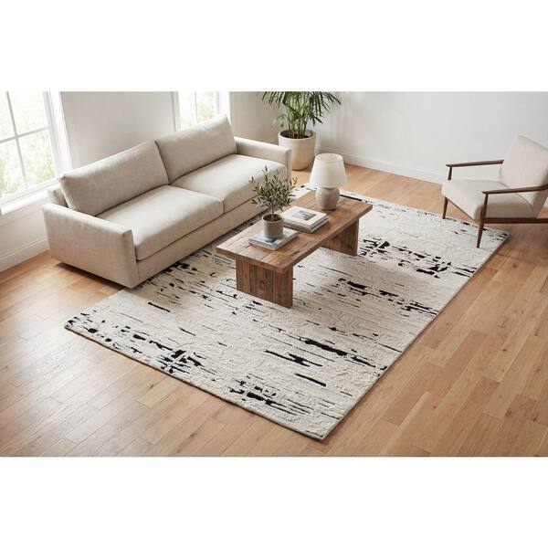 Trono 9 ft. X 12 ft. Black/White Abstract Indoor/Outdoor Area Rug