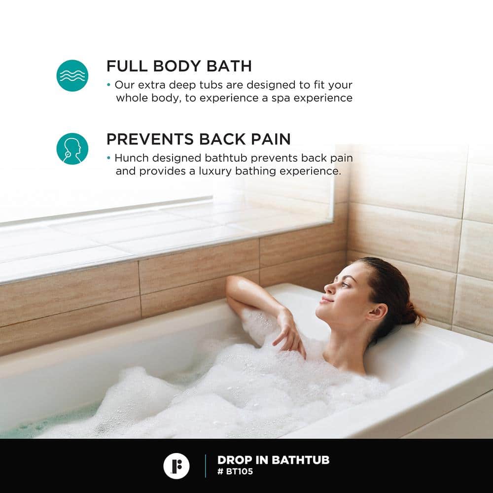 Fine Fixtures 72" White Acrylic Drop-In Soaking Bathtub