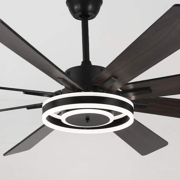 Belcarra 72 in.Indoor Black Dimmable 6-Speed Integrated LED Modern Ceiling Fan with Light and Remote 3-Downrods Included