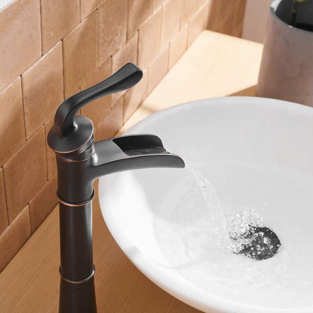 Oil-Rubbed Bronze Single-Handle Waterfall Vessel Faucet