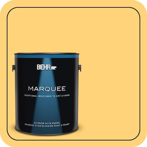 BEHR MARQUEE 1 gal. #P260-5 Yellow Jubilee Satin Enamel Exterior Paint & Primer