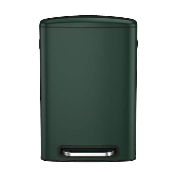 cadeninc 50L/13.2 Gal. Green Stainless Steel Kitchen/Bathroom Foot Pedal Operated Soft Close Trash Can with 30 Garbage Bags