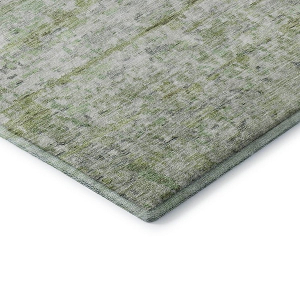 Mayfield Premium Machine Washable Abstract AMF1127 Aloe 5 ft. x 7 ft. 6 in. Area Rug
