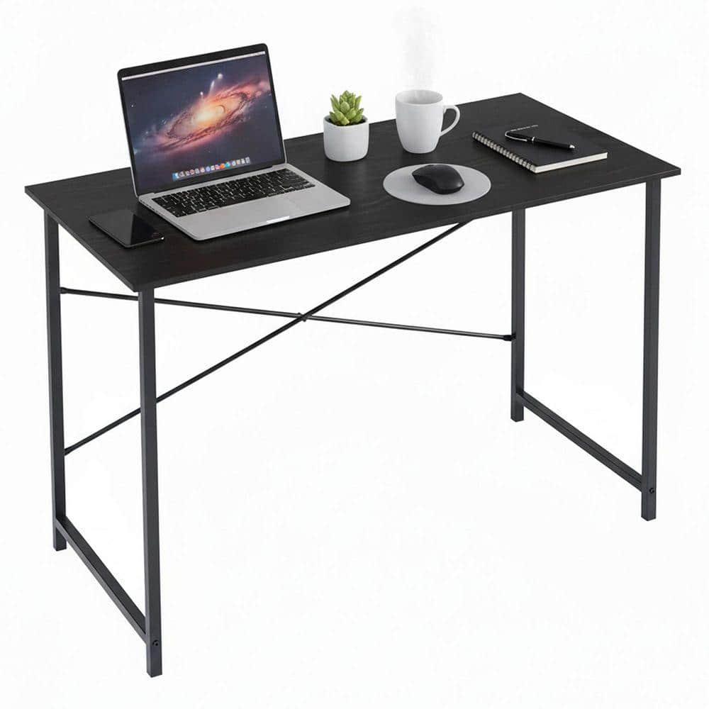 Wonder Desk WONDER COMFORT 47 in. Rectangular Black Computer Desk Home Office ...