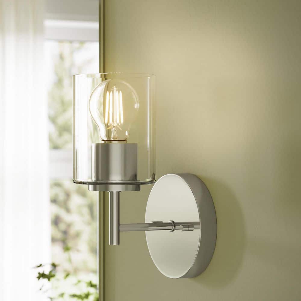 Replay 5.125 in. 1-Light Polished Nickel Vanity Light with Clear Glass Shade price history on PriceWatchPro
